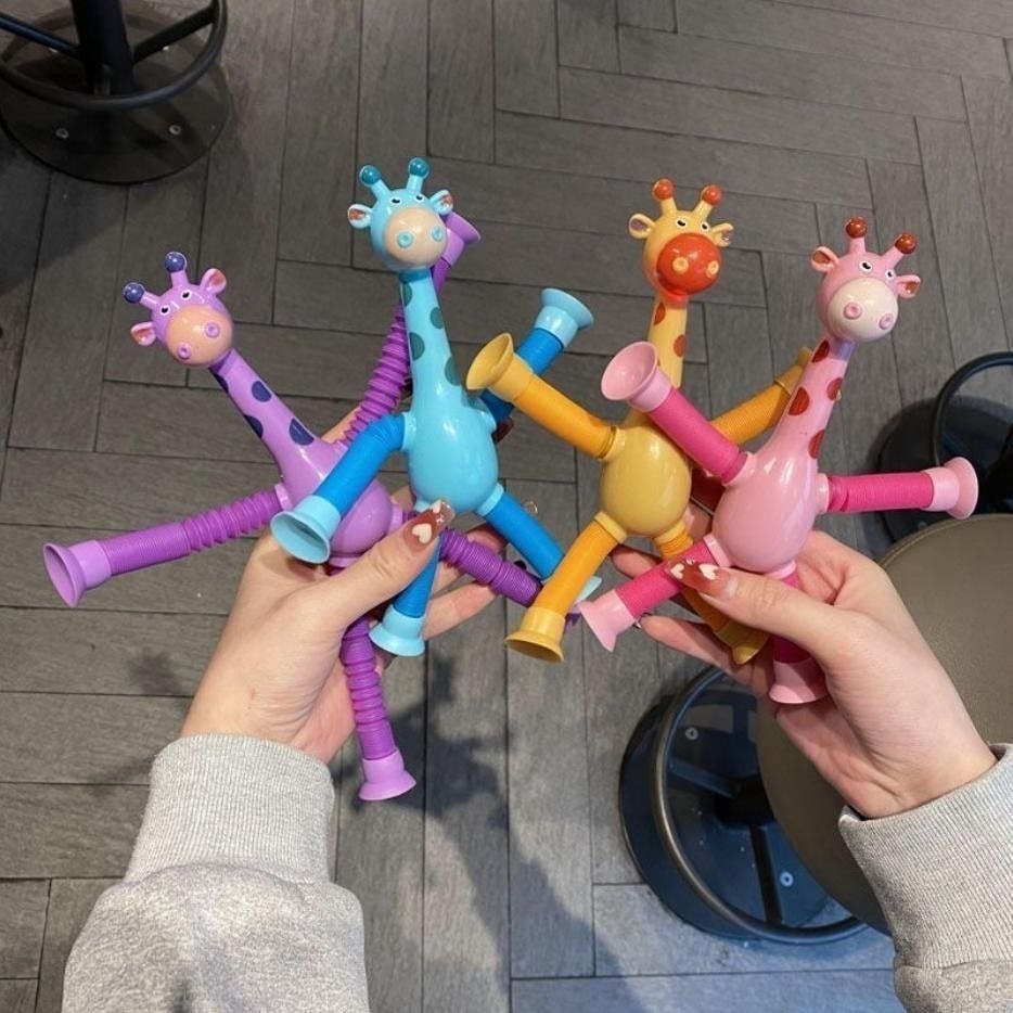 發光長頸鹿 百變伸縮長頸鹿 自帶吸盤 兒童益智玩具 紓壓玩具