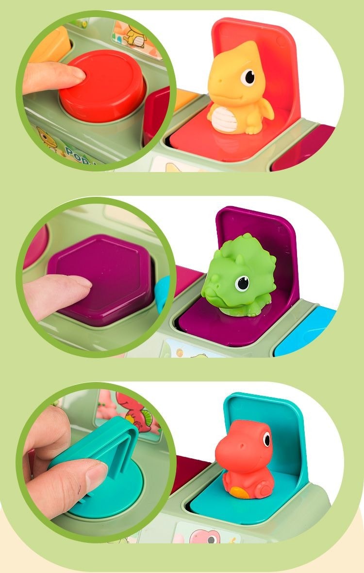 兒童益智可愛恐龍躲貓貓機關盒玩具盒 0-3歲兒童