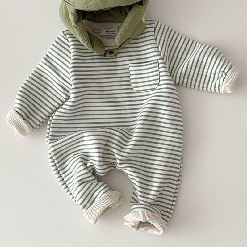 簡約風休閒條紋寶寶連體衣 寶寶休閒條紋衣 (男女款)
