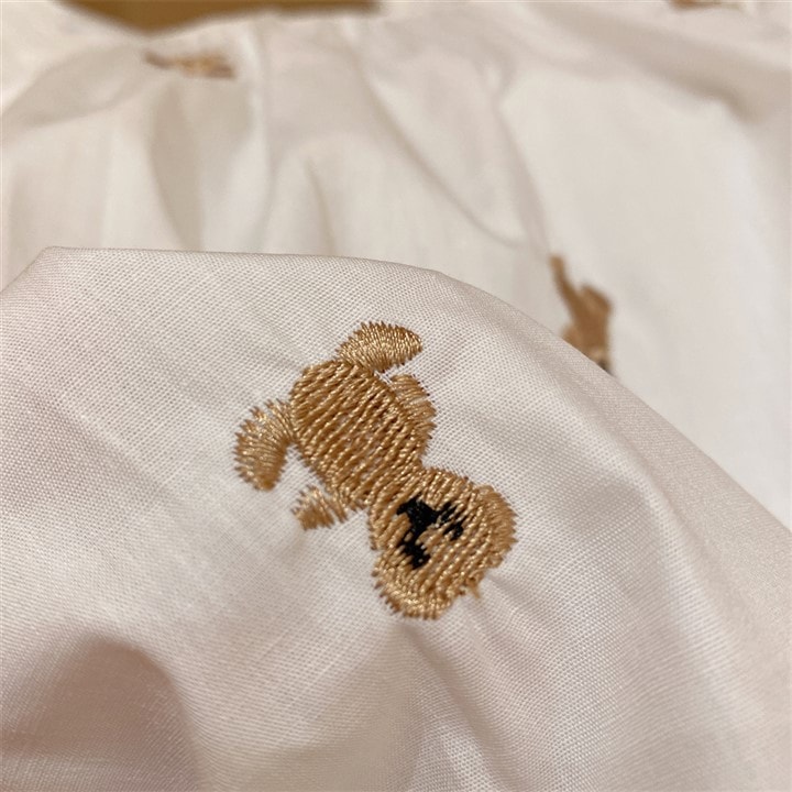 女童花邊方領小熊刺繡襯衫／牛仔褲