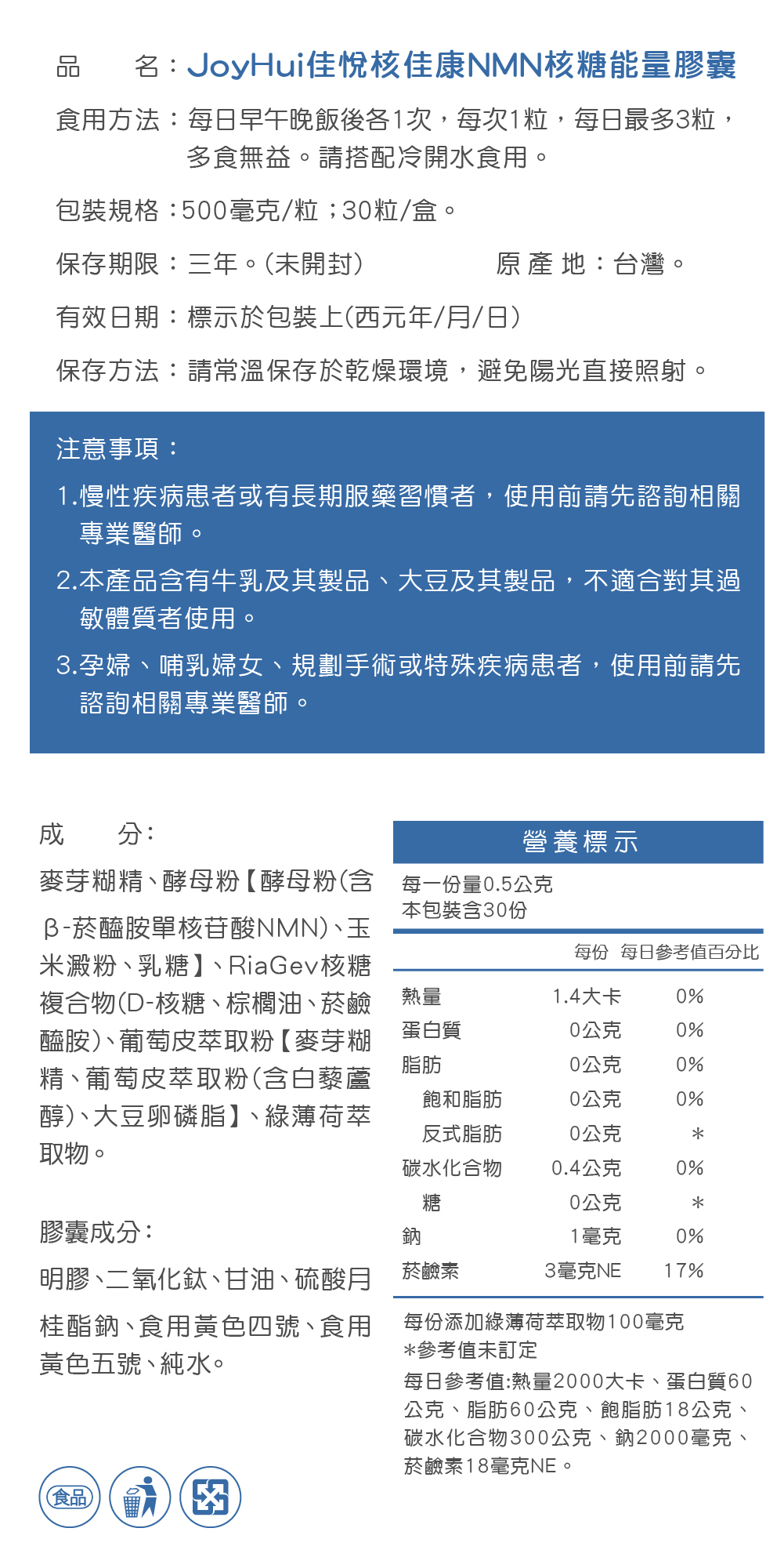 【JoyHui佳悅 】核佳康NMN(30粒/盒) 雙重NAD 元素幫助找回青春 酵母NMN 白藜蘆醇 菸鹼醯胺