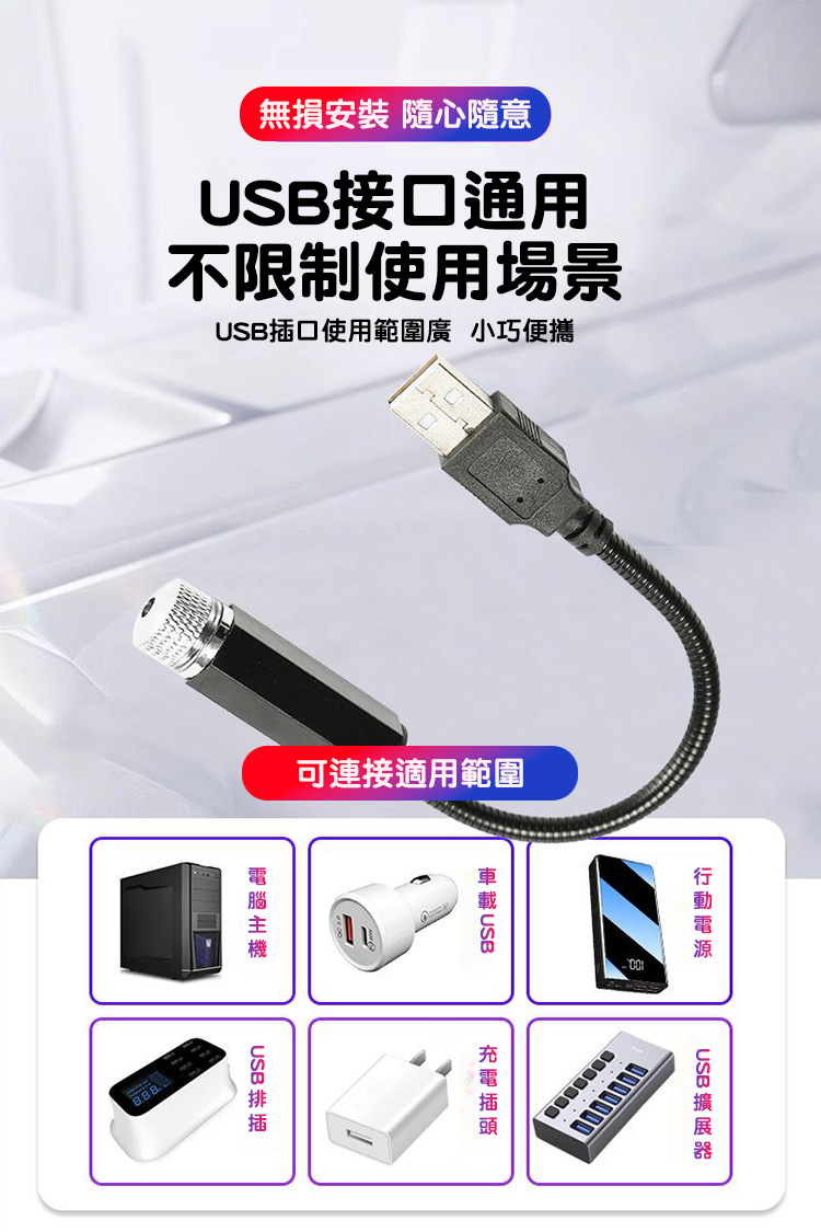 車載戶外USB滿天星氣氛燈