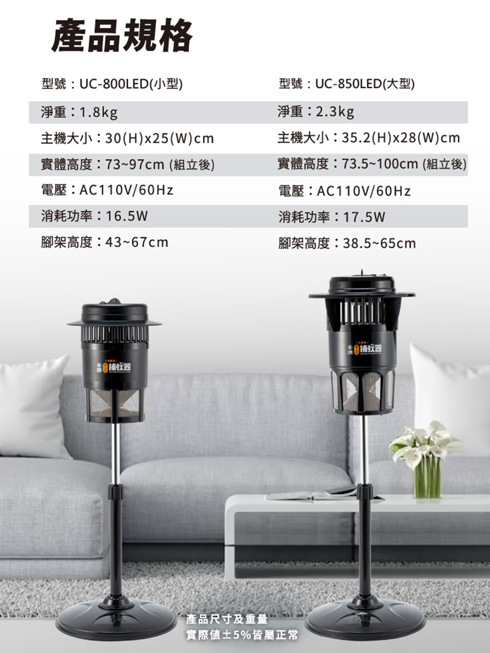 【巧福】吸入式捕蚊 UC-800 850LED 系列 (台灣製) 