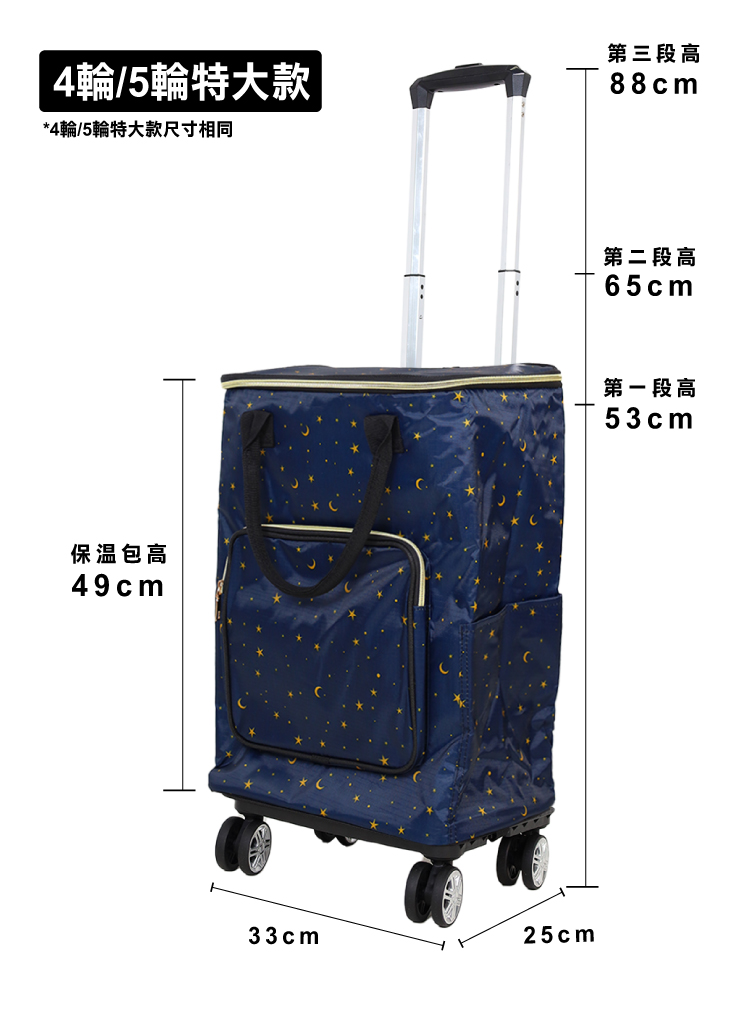 【ANDYMAY2】奈拉拉桿防水保溫折疊購物車-大款