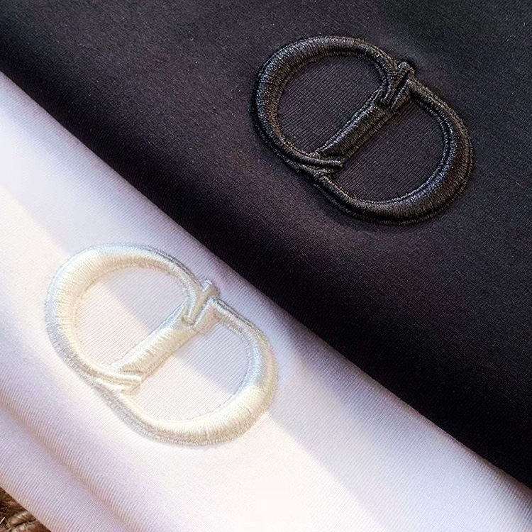 夏季寬鬆刺繡字母短袖圓領T恤