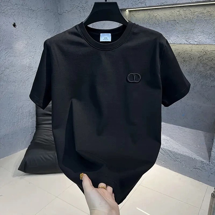 夏季寬鬆刺繡字母短袖圓領T恤