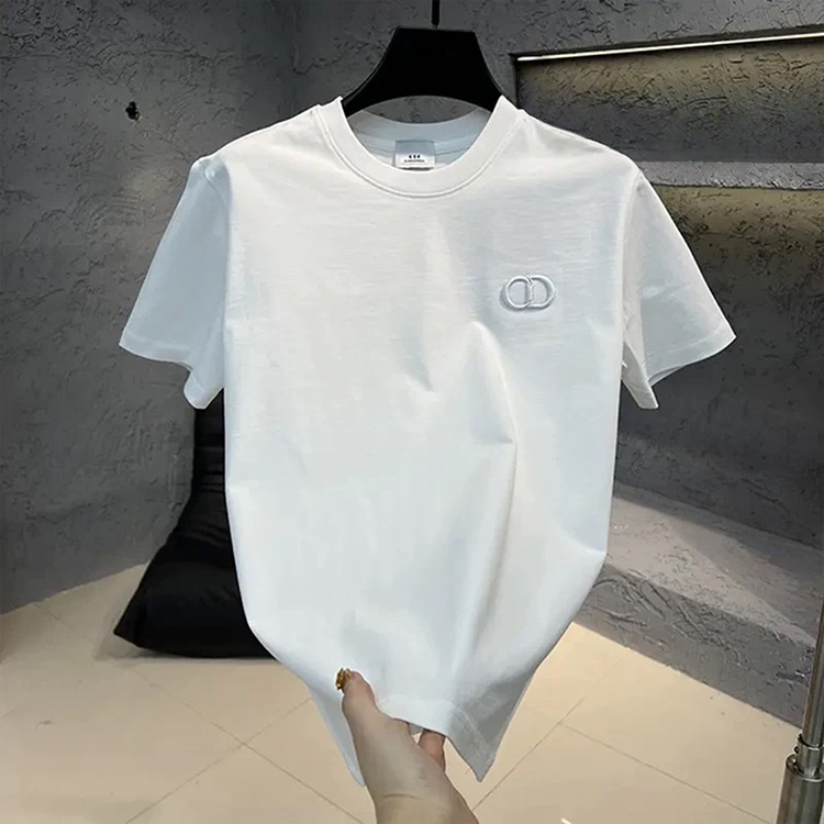 夏季寬鬆刺繡字母短袖圓領T恤