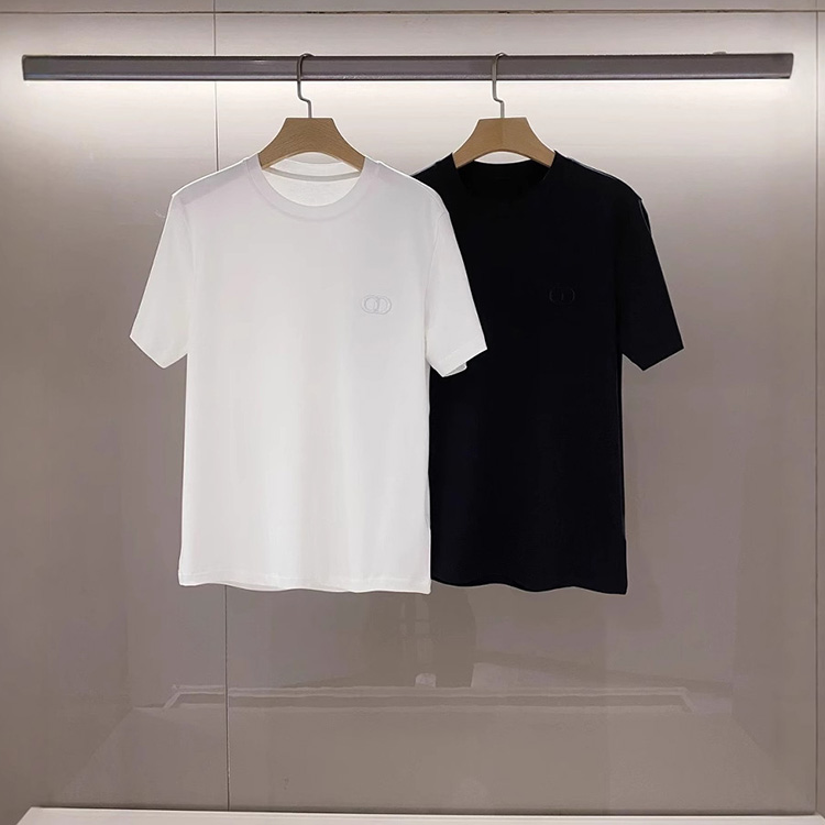 夏季寬鬆刺繡字母短袖圓領T恤