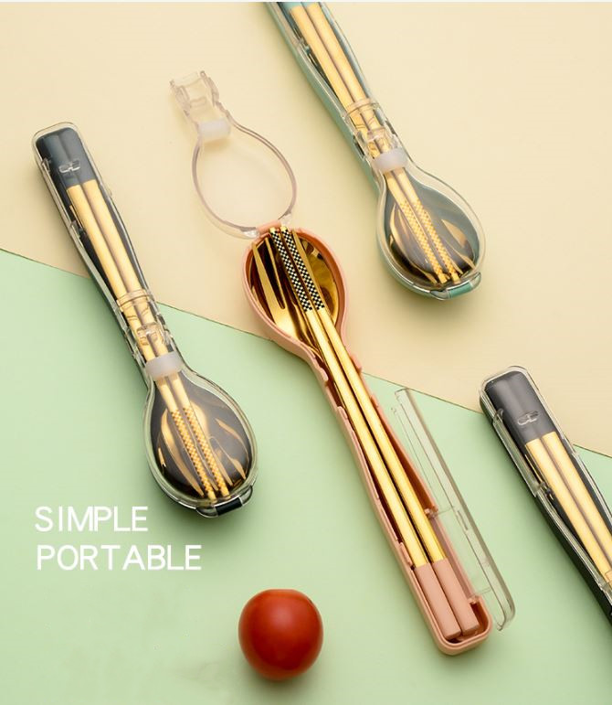 金色歐風304不鏽鋼環保餐具