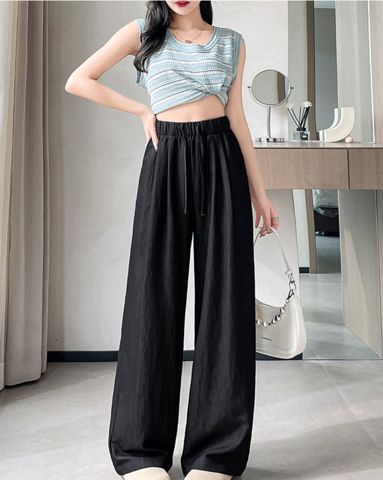 慵懶仿牛仔闊腿休閒褲