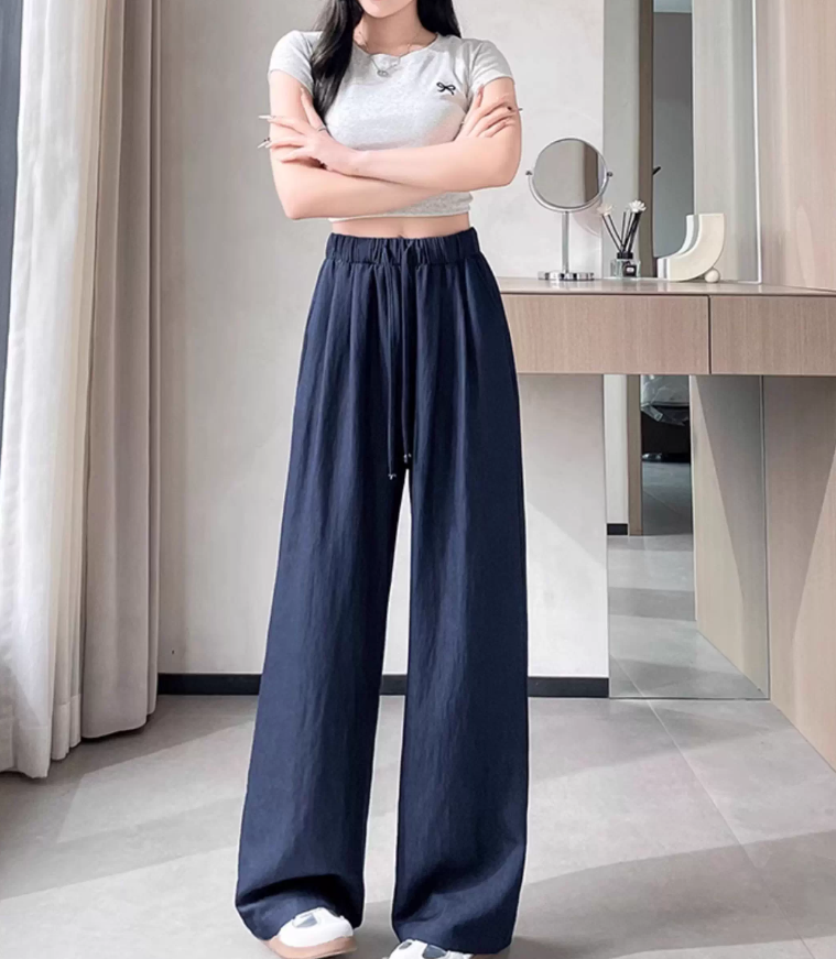 慵懶仿牛仔闊腿休閒褲