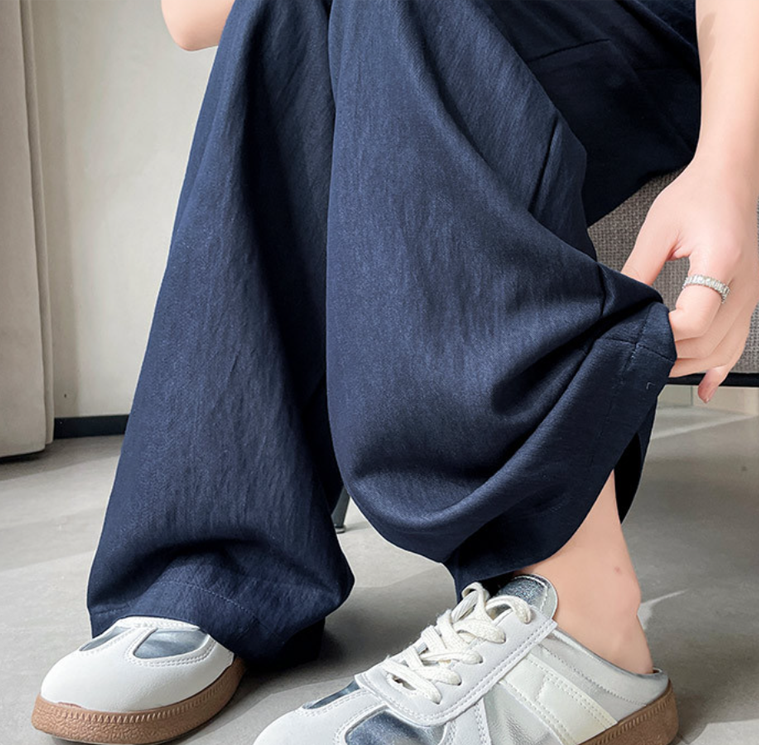 慵懶仿牛仔闊腿休閒褲