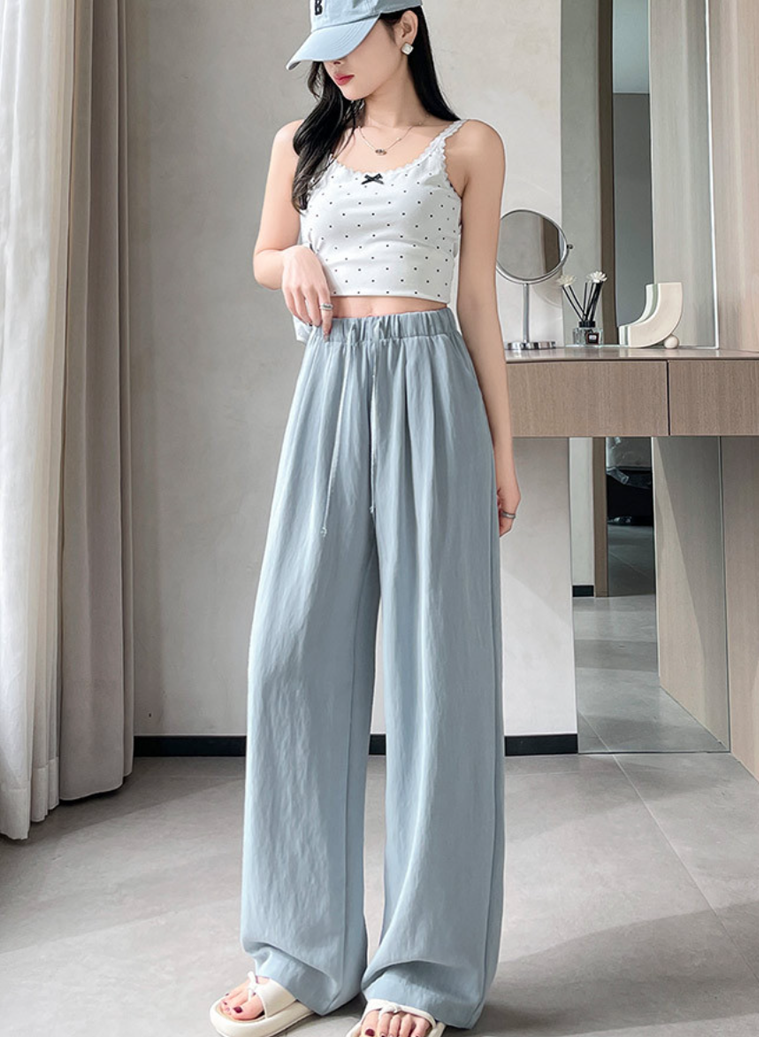 慵懶仿牛仔闊腿休閒褲