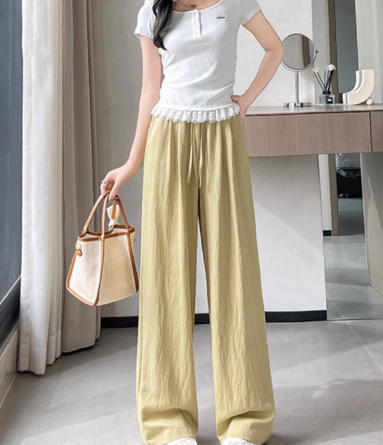 慵懶仿牛仔闊腿休閒褲