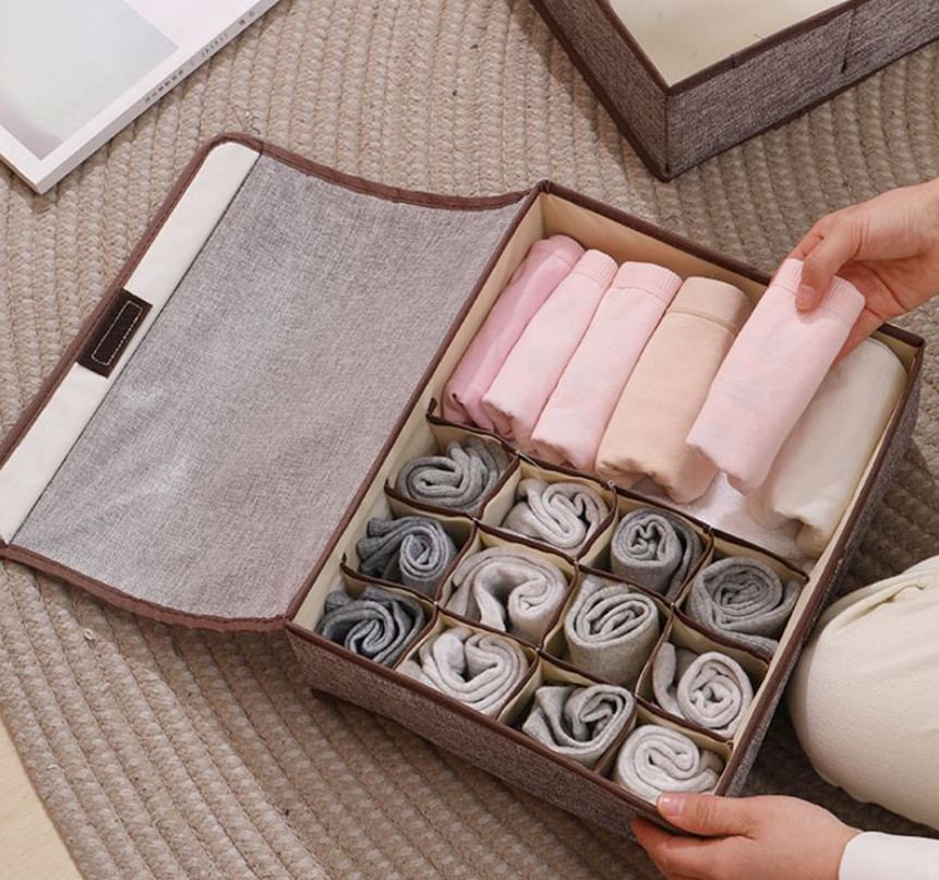 可折疊棉麻內衣收納盒