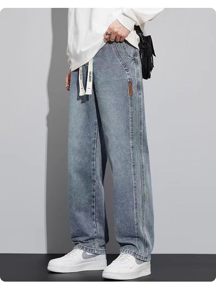 夏秋男士休閒寬鬆直筒牛仔褲