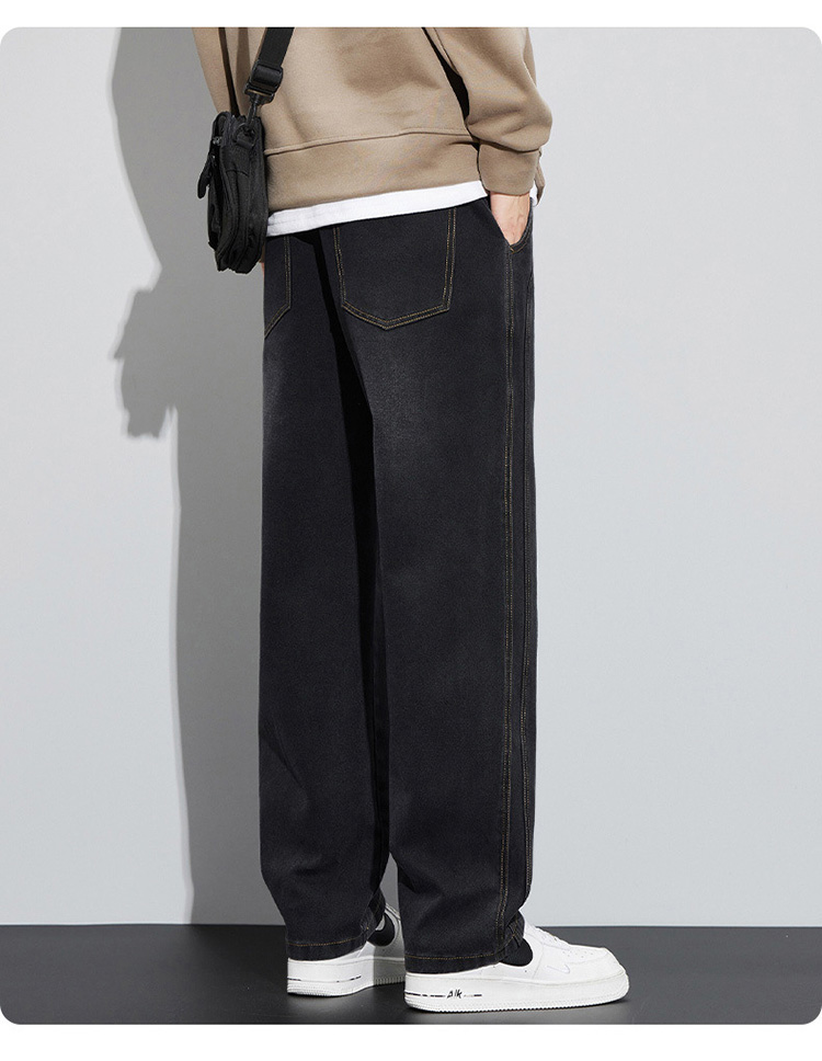 夏秋男士休閒寬鬆直筒牛仔褲