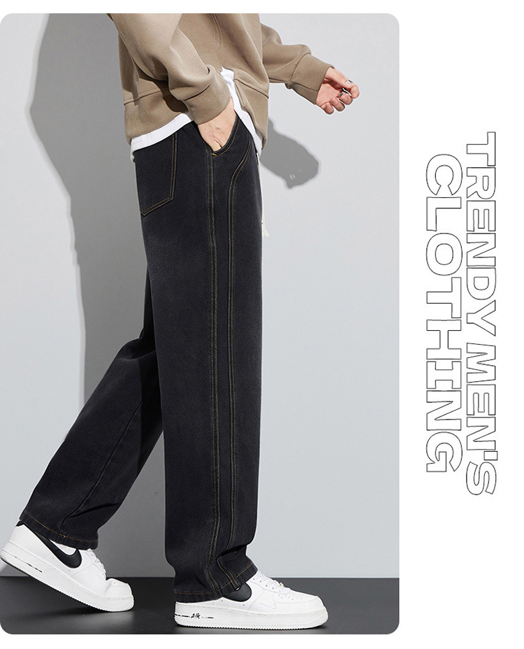 夏秋男士休閒寬鬆直筒牛仔褲