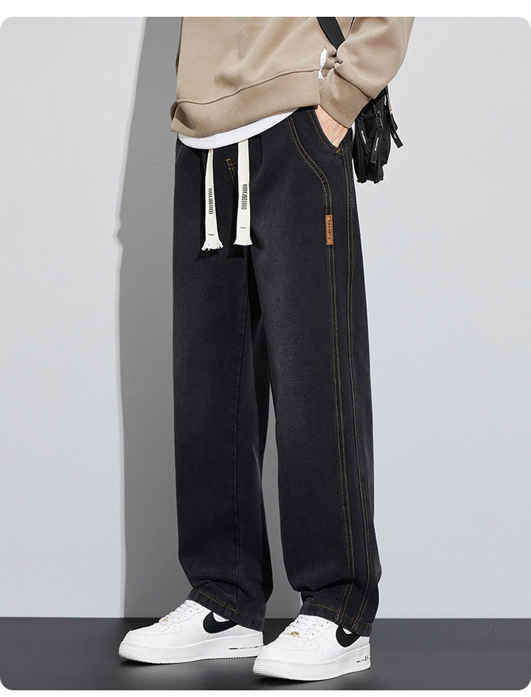 夏秋男士休閒寬鬆直筒牛仔褲