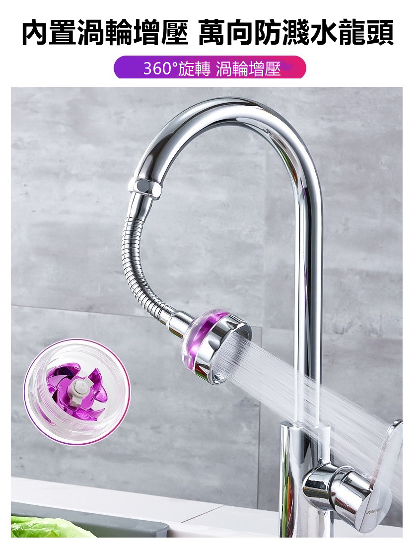 渦輪增壓萬向防濺水龍頭-短款