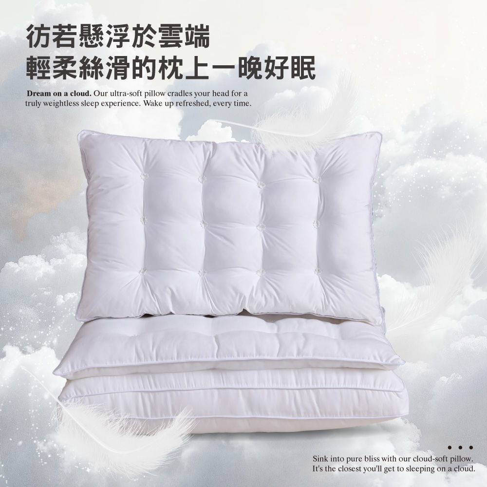 【BEST】六星級飯店棉枕系列 雲柔雙層枕 扭花雲朵枕 羽之超柔棉枕 水鑽超柔立體羽絲枕 抗菌枕 柔軟枕 多款任選 贈3M防潑水大和枕套(灰)