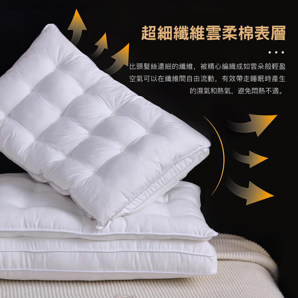 【BEST】六星級飯店棉枕系列 雲柔雙層枕 扭花雲朵枕 羽之超柔棉枕 水鑽超柔立體羽絲枕 抗菌枕 柔軟枕 多款任選 贈3M防潑水大和枕套(灰)