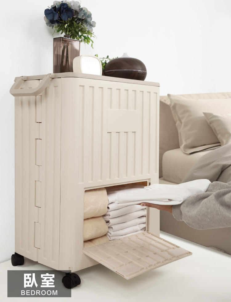 (2025 七月)【ANDYMAY2】85L玉川大容量雙層附輪收納箱-奶茶色(OH-Q328)