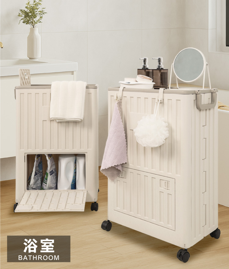 (2025 七月)【ANDYMAY2】85L玉川大容量雙層附輪收納箱-奶茶色(OH-Q328)