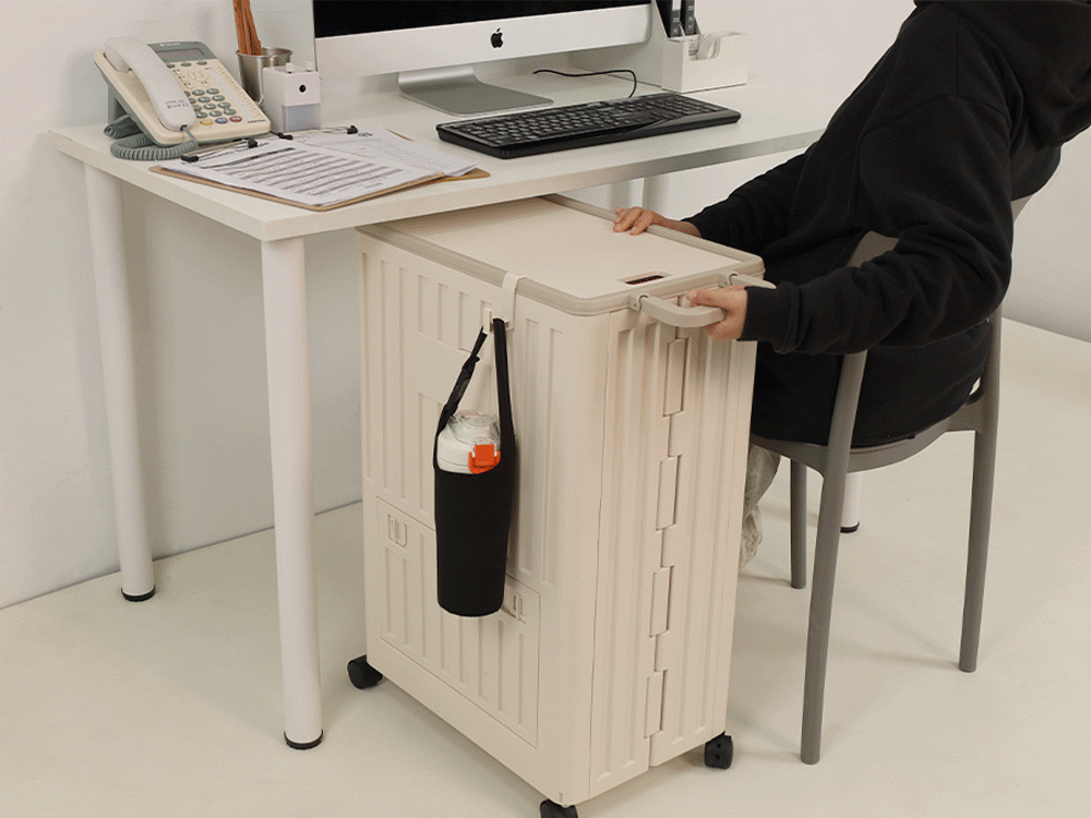 (2025 七月)【ANDYMAY2】85L玉川大容量雙層附輪收納箱-奶茶色(OH-Q328)