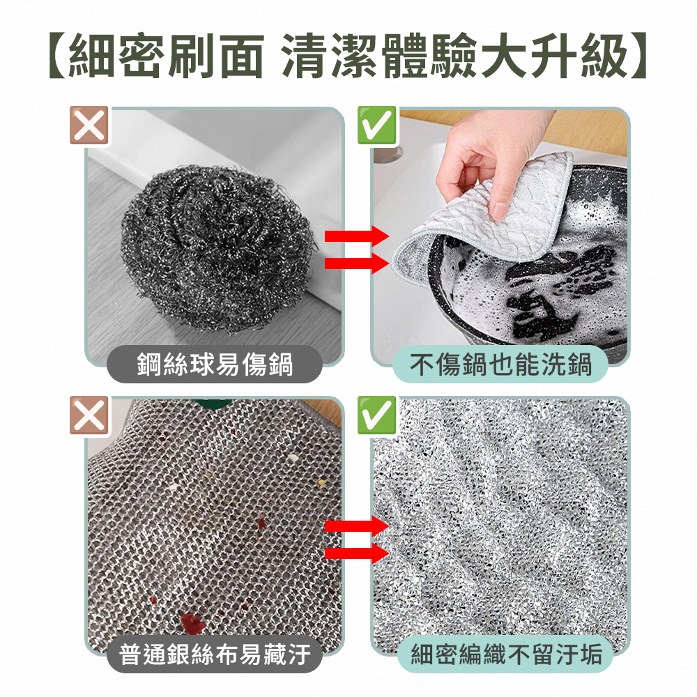 銀絲棉紗雙面刷鍋洗碗布(5入組/顏色隨機)