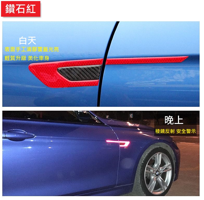 車用碳纖紋防撞反光貼(葉子板款/車門款)