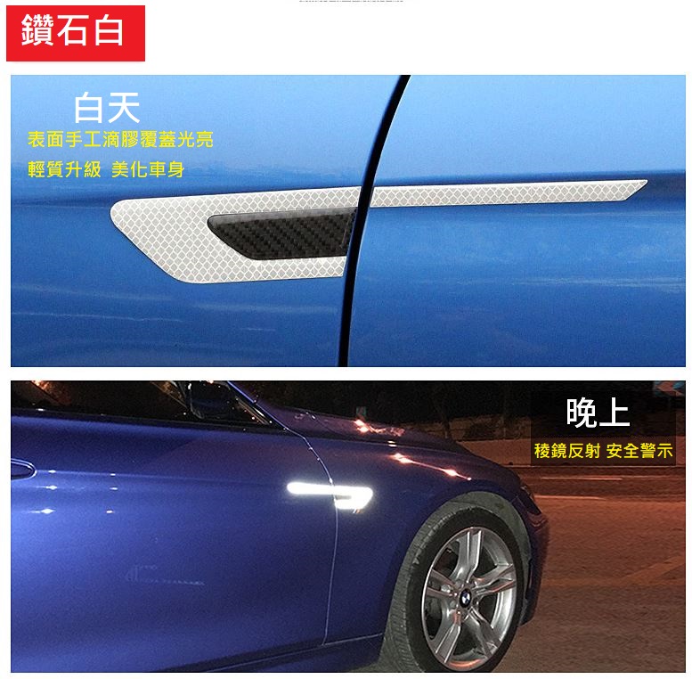 車用碳纖紋防撞反光貼(葉子板款/車門款)