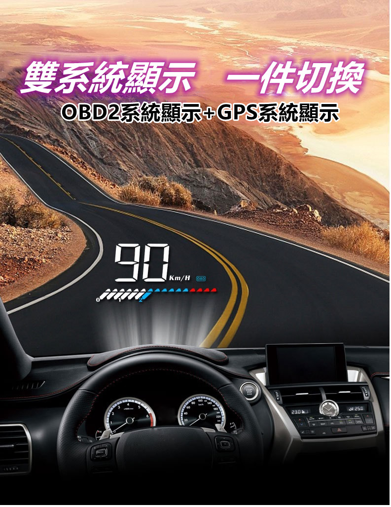 汽車通用hud抬頭顯示器(2種接頭)