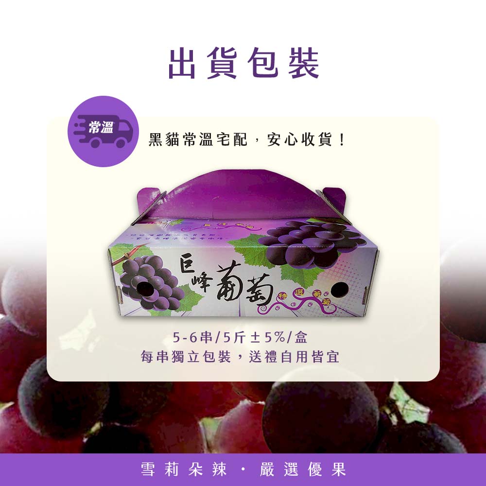 【雪莉朵辣嚴選】巨峰葡萄  5斤一盒