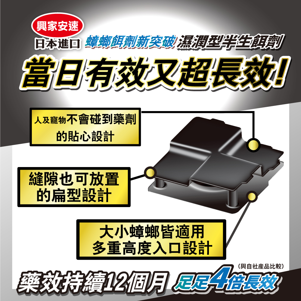 興家安速 間隙用蟑螂餌劑1gx16入 (小黑帽)