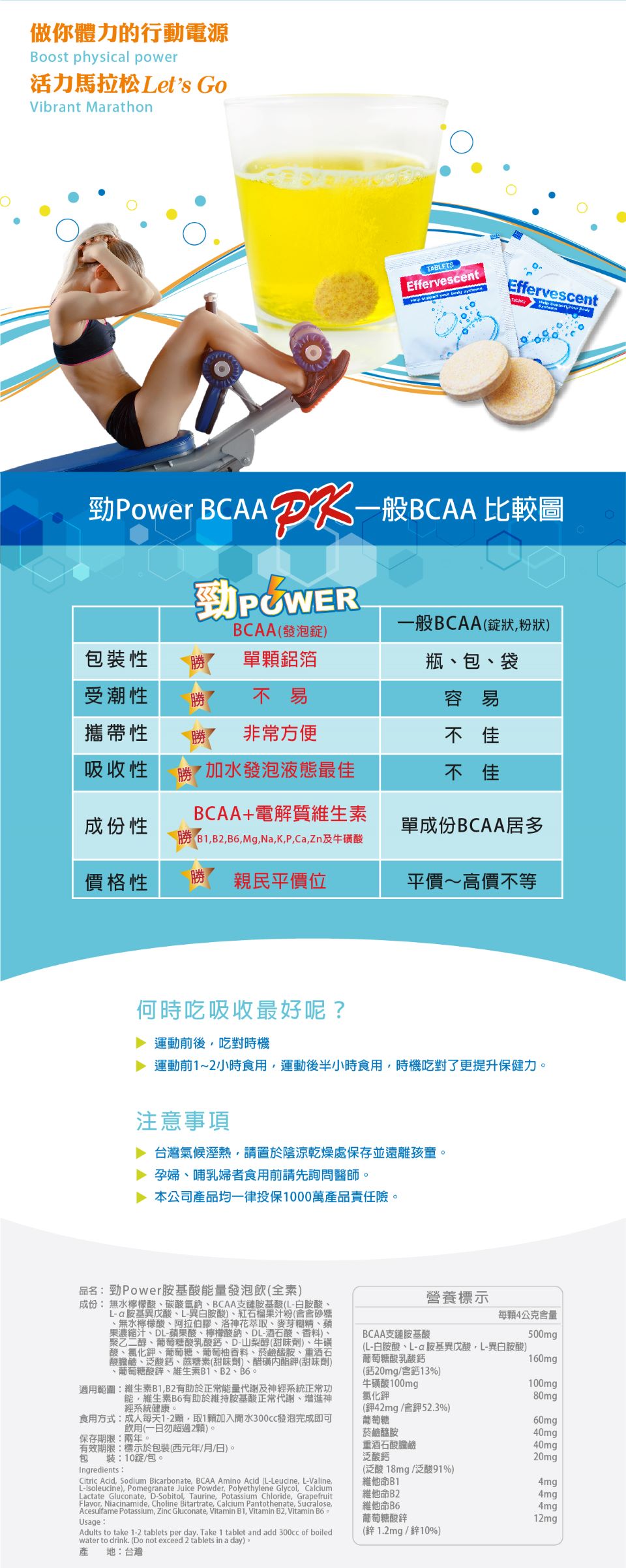 【Salvia】勁POWER運動BCAA胺基酸能量發泡錠