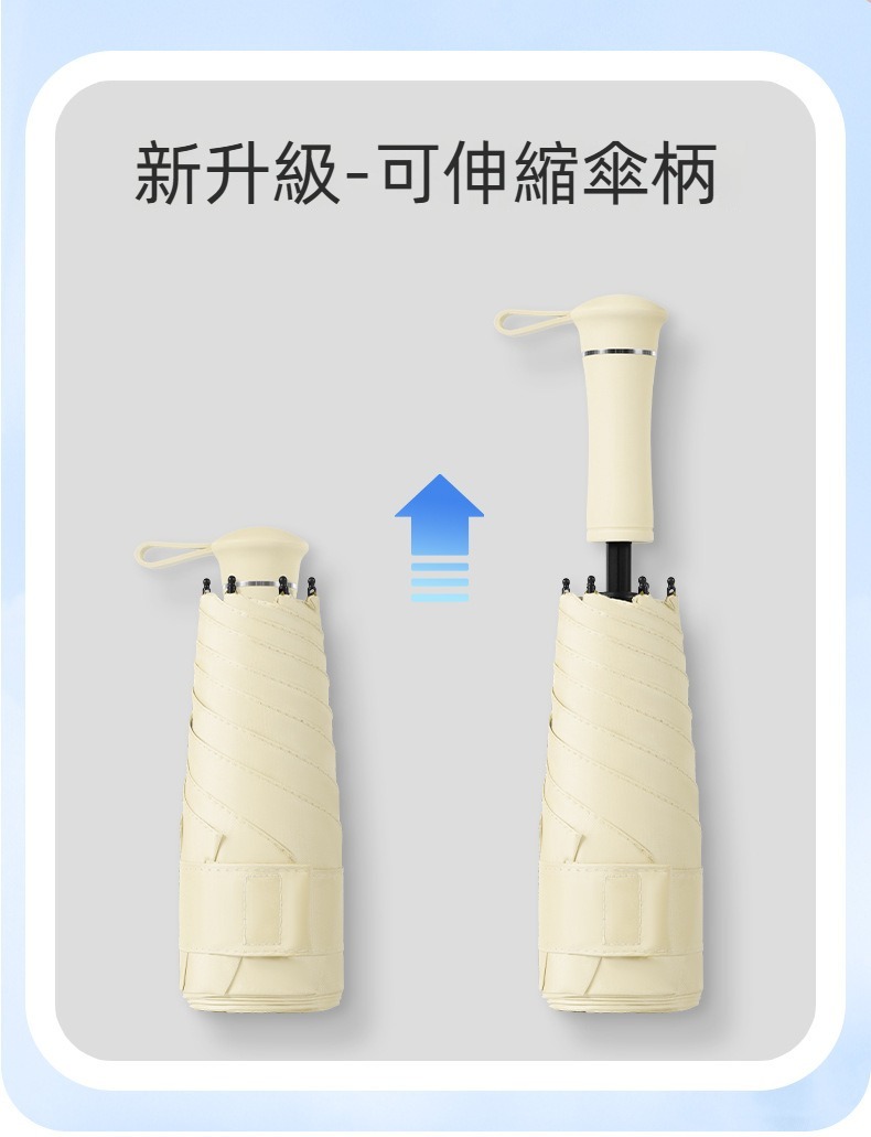 隱形手柄雙龍骨黑膠晴雨傘 防曬 抗紫外線 抗UV