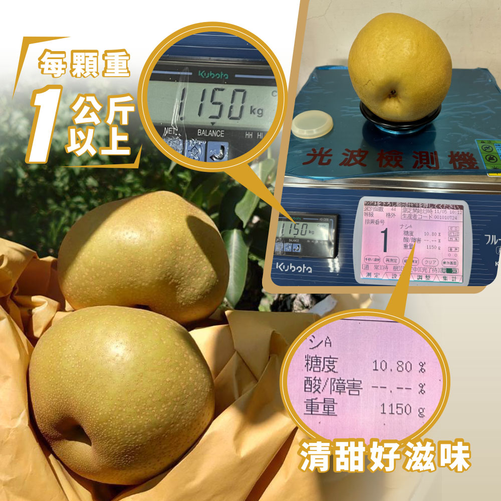 【雪莉朵辣嚴選】寶島甘露梨 A級大果5公斤箱(六粒裝)/帝王級特大果6.5公斤箱(五粒裝)