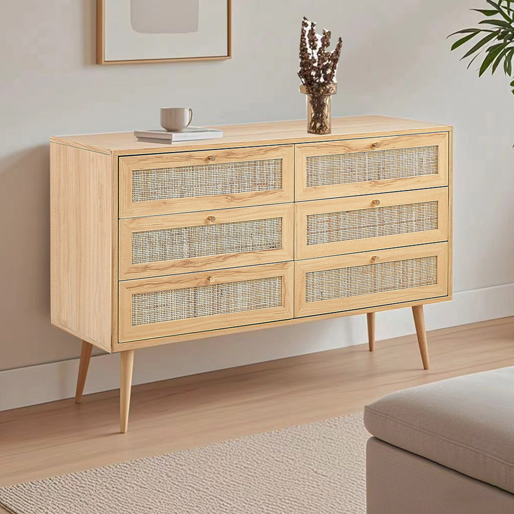 【E家工廠】編藤收納櫃 多抽滑軌抽屜櫃 多層大容量儲物櫃 衣櫃 層櫃 日式多功能櫃子 380