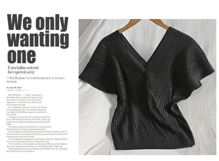 KSN2685吻痕壓褶風格上衣