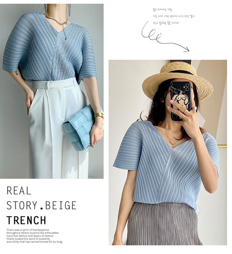 KSN2685吻痕壓褶風格上衣