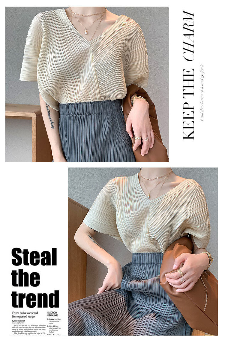 KSN2685吻痕壓褶風格上衣