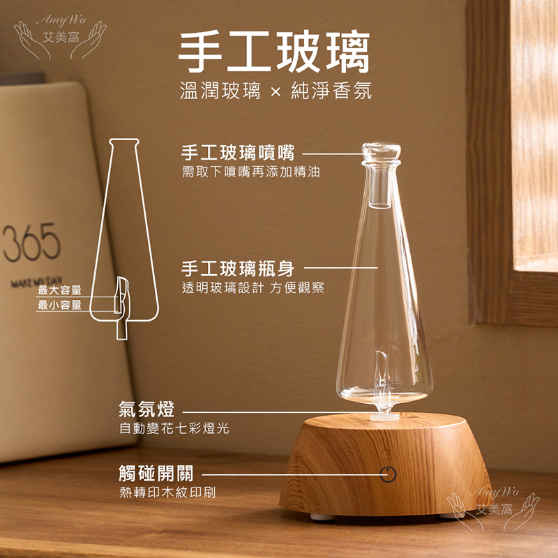 【Amywo艾美窩】擴香儀I-50、I-56型 玻璃精油冷噴霧化擴香儀(多款任選)