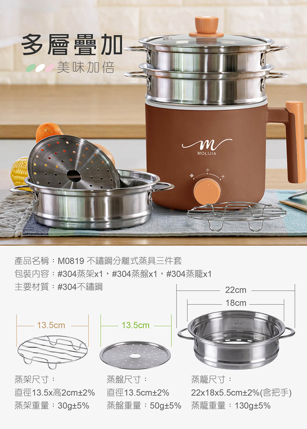 【MOLIJIA 魔力家】1.8L-M28 雙層防燙不沾快煮鍋(BY011028)