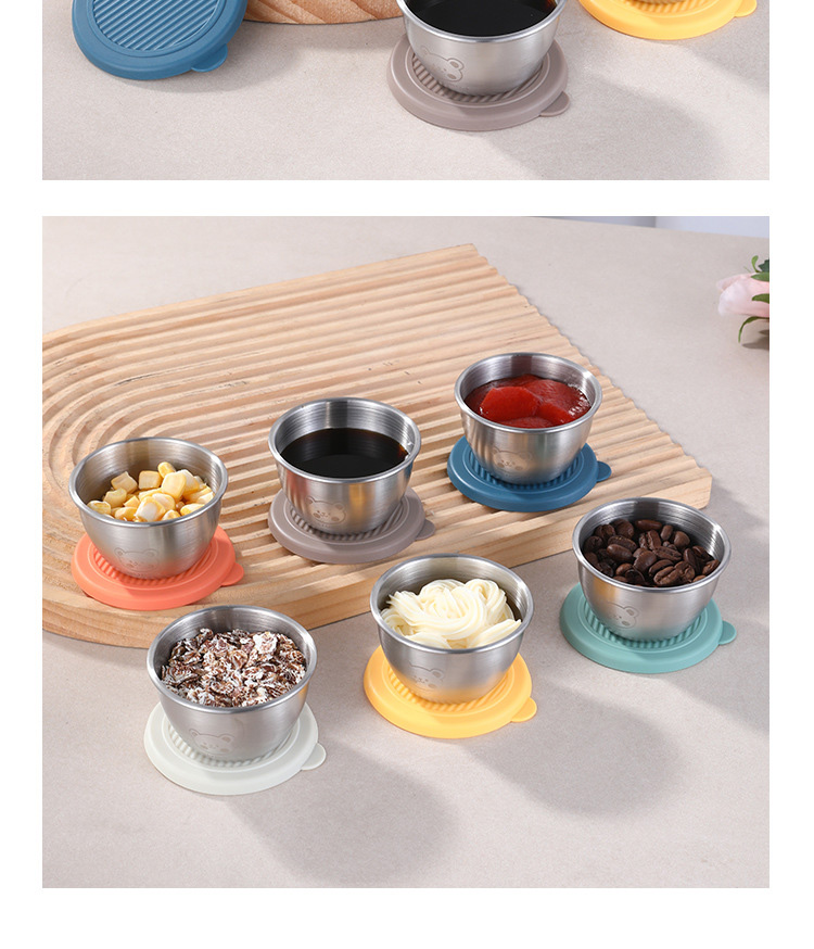 附蓋好攜帶304不鏽鋼戶外迷你醬料杯