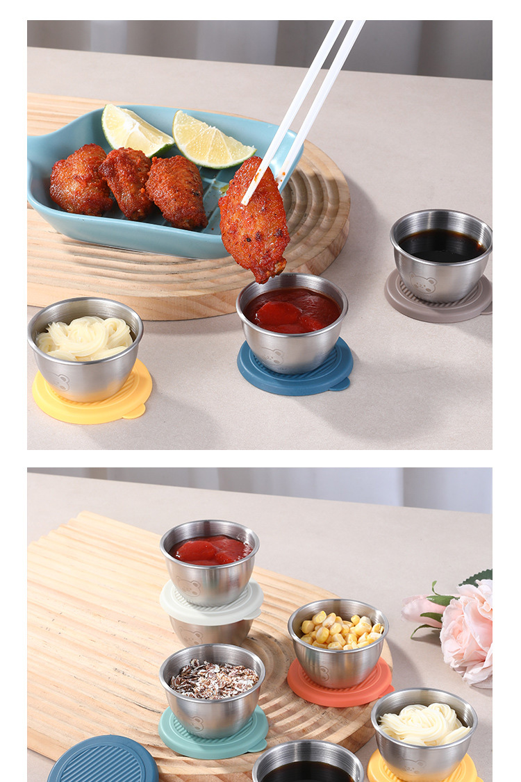 附蓋好攜帶304不鏽鋼戶外迷你醬料杯