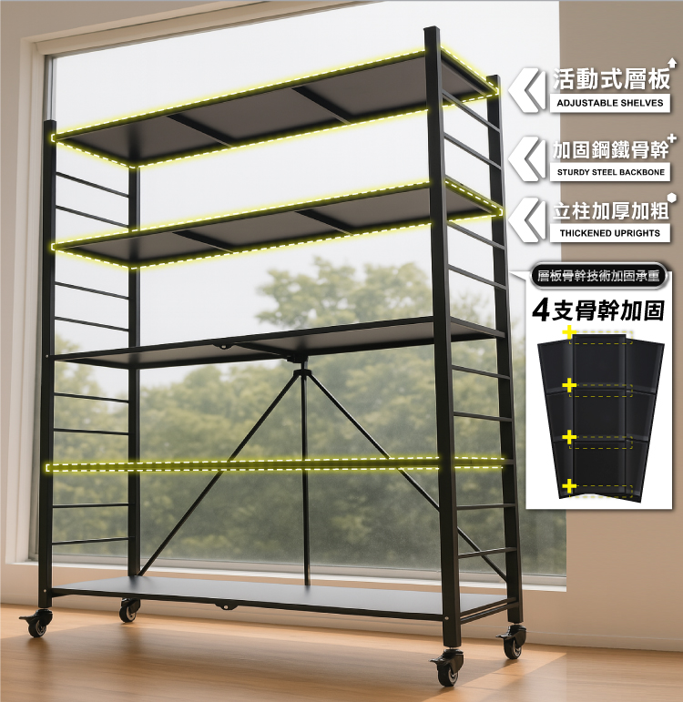 (2025七月)【ANDYMAY2】洛克巨型免組裝置物架-120寬五層(OH-K130)