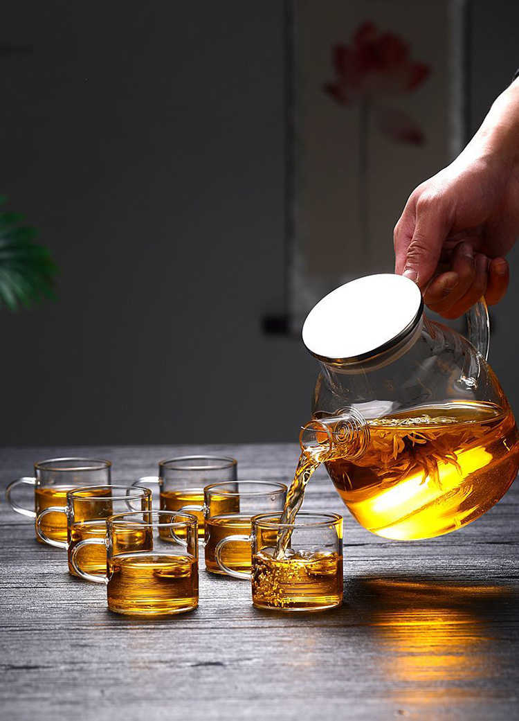 透黑冷水壺耐熱高溫玻璃泡茶壺1800ml