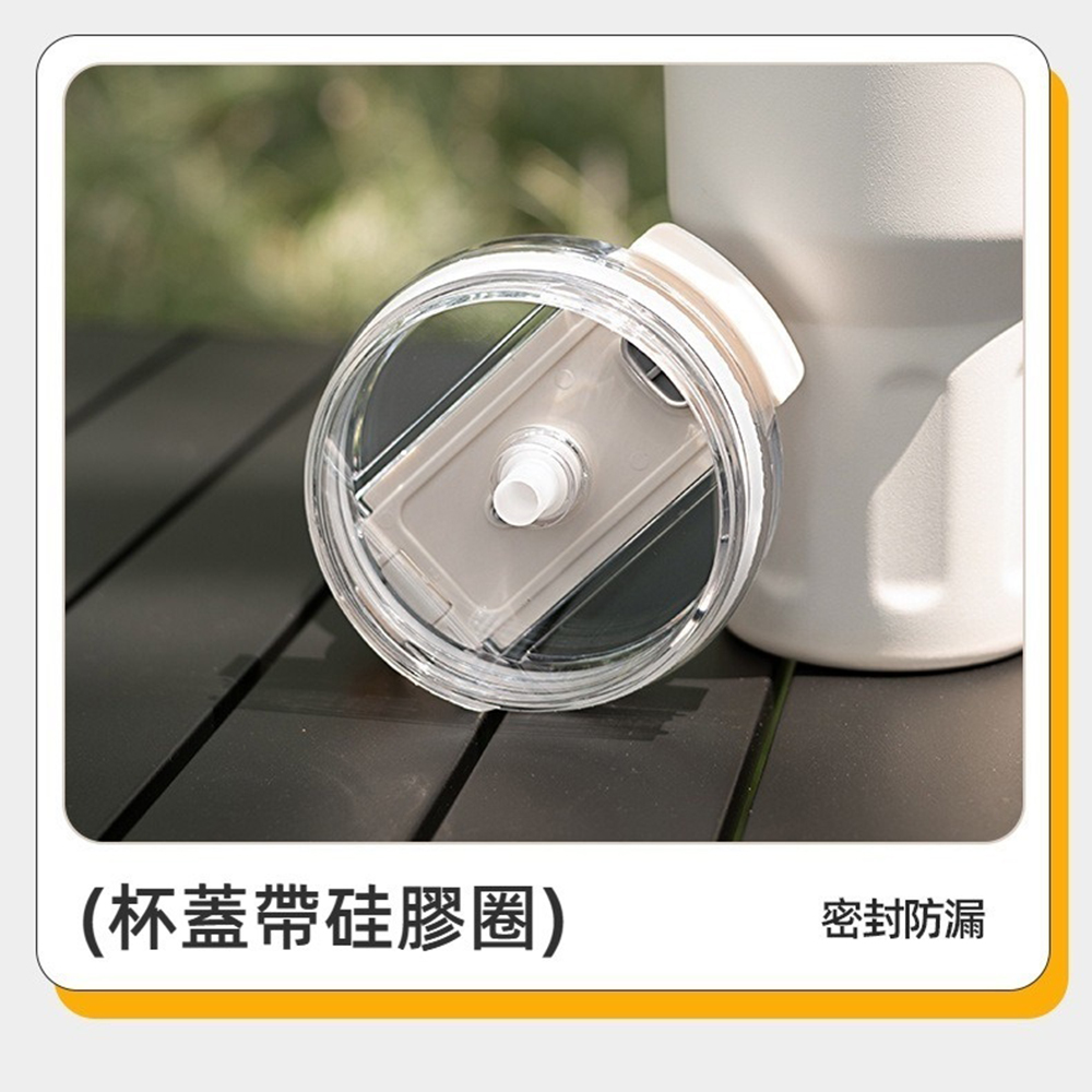 不鏽鋼手提雙飲冰霸杯1100ml 保溫 保冷 吸管 直飲 手把