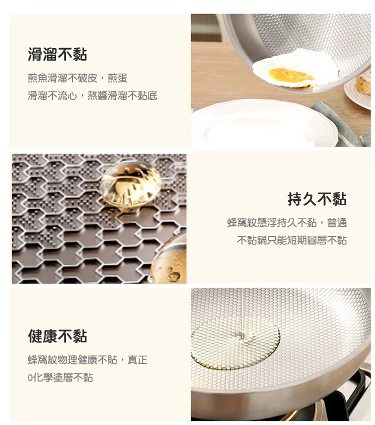 德國純鈦316不鏽鋼28cm無塗層蜂窩平底煎鍋